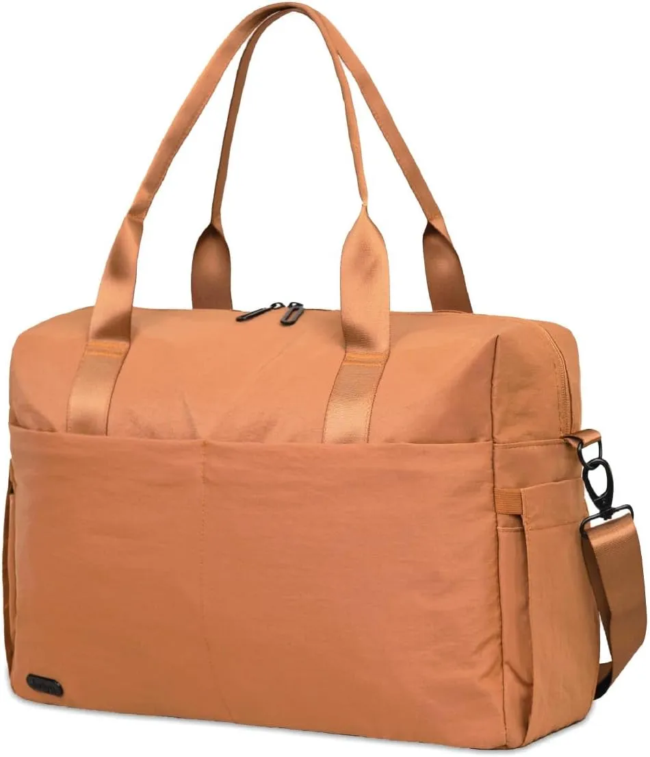 Jadyn Austin Carry-On Travel Duffel Bag for Women, 18 Weekender Bag with Laptop Sleeve, Durable Material, and Trolley Sleeve, Ideal for Work, Gym, and Overnight Trips (Terracotta)