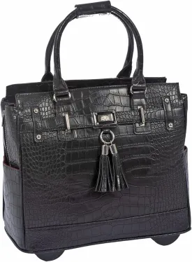 JKM & Company Rolling Laptop Bag for Women | Designer Wheeled Briefcase | Fits 13-17" Laptops | Office Travel Computer Case (Timeless)