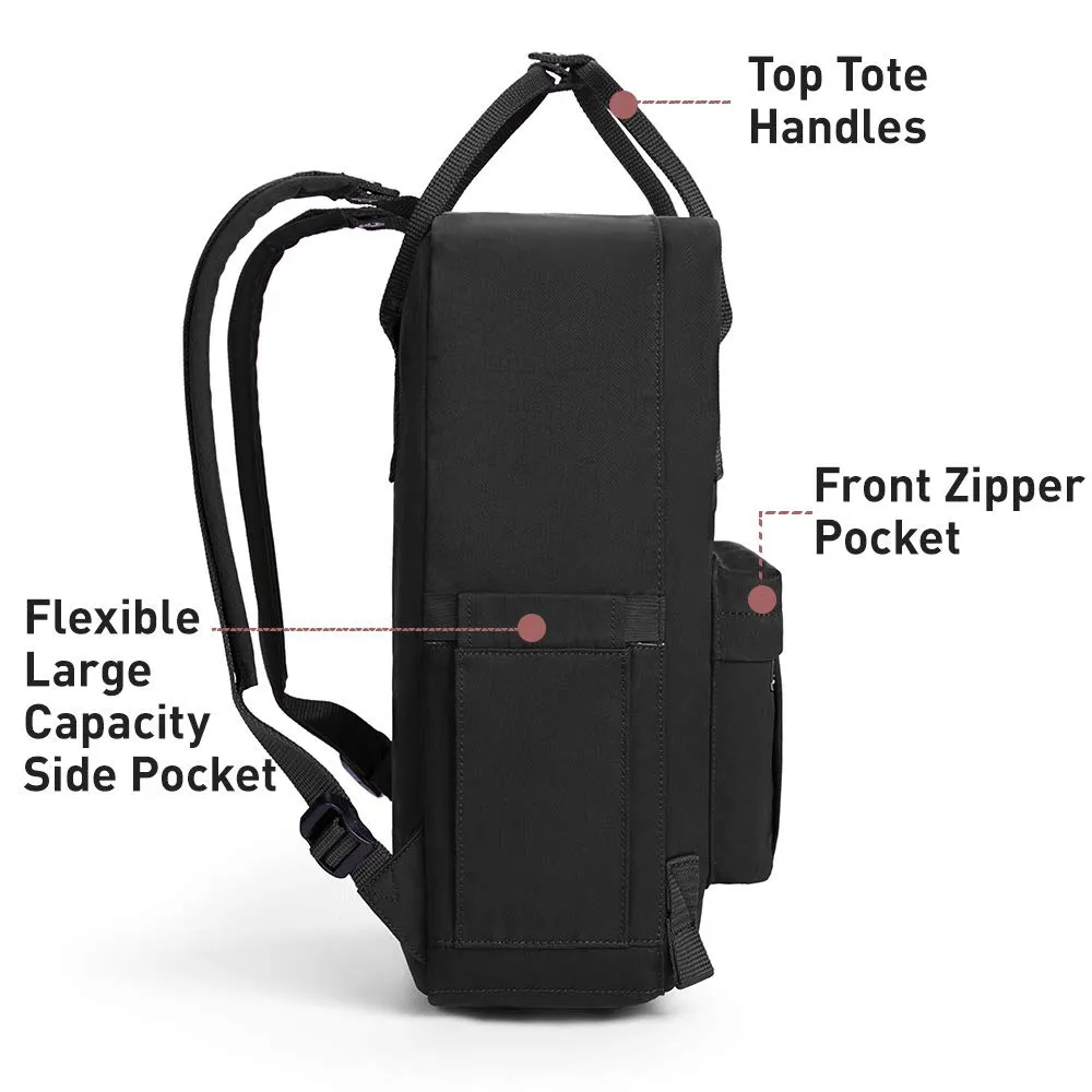 KALIDI Casual Backpack for Women,15 Inches Laptop Classic Backpack Camping Rucksack Travel Outdoor Daypack College School Bag, Black
