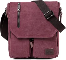 Kasqo Small Messenger Bag for Men, Vintage Canvas Crossbody Shoulder Bags for Women, Anti-Theft Purse for Travel Work