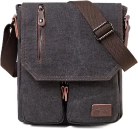 Kasqo Small Messenger Bag for Men, Vintage Canvas Crossbody Shoulder Bags for Women, Anti-Theft Purse for Travel Work