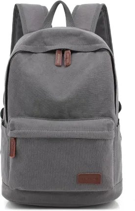 kayond Casual Style Lightweight canvas Laptop Bag/Durable Travel backpacks/Rucksack for Men&Women/Fashion Backpack Fits 15 inch Notebook (Gray)