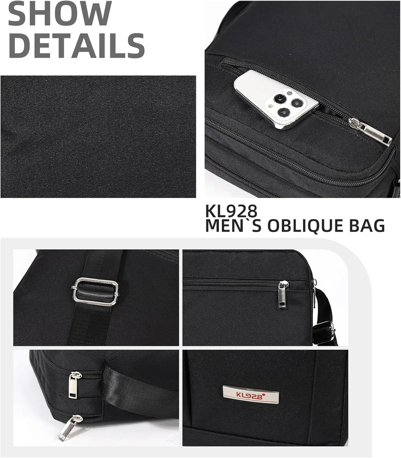 KL928 Men's Messenger Bag - Crossbody Shoulder Bags Travel Bag Man Purse Casual Sling Pack for Work Business