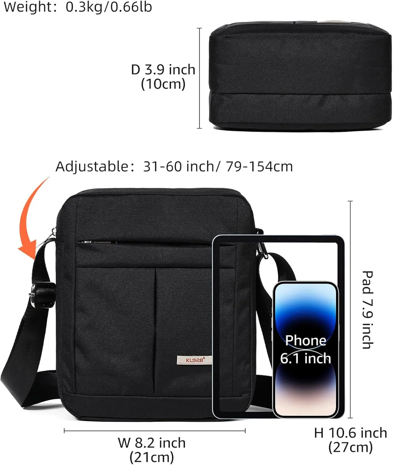 KL928 Men's Messenger Bag - Crossbody Shoulder Bags Travel Bag Man Purse Casual Sling Pack for Work Business