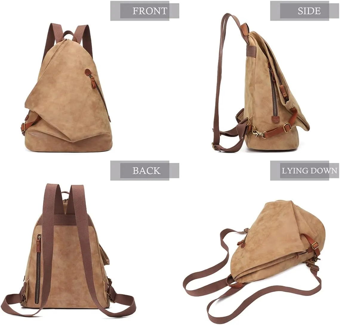KL928 PU Leather Vintage Backpack  Large Casual Daypack Outdoor Travel Rucksack Hiking Backpacks for Men Women