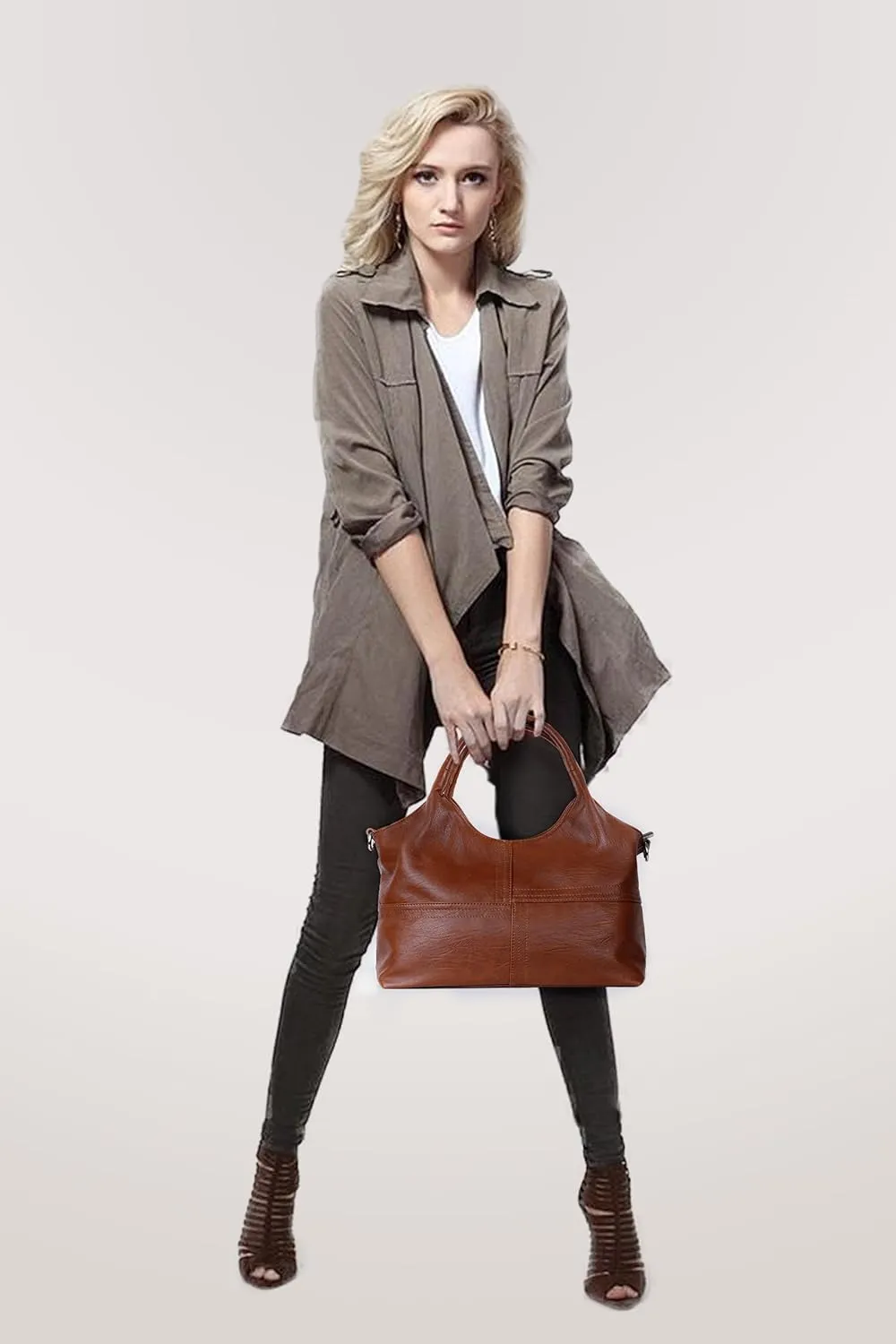 KOGTLA Vegan Leather Purses for Women with Detachable Satchel Strap, Ladies Handbags, Tote Hobo Bags with Top Handle