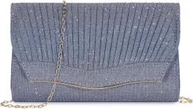 Ladies Pleated Evening Clutches Glitter Envelope Handbag Elegant Small Shoulder Bag for Wedding Party Prom Bridal