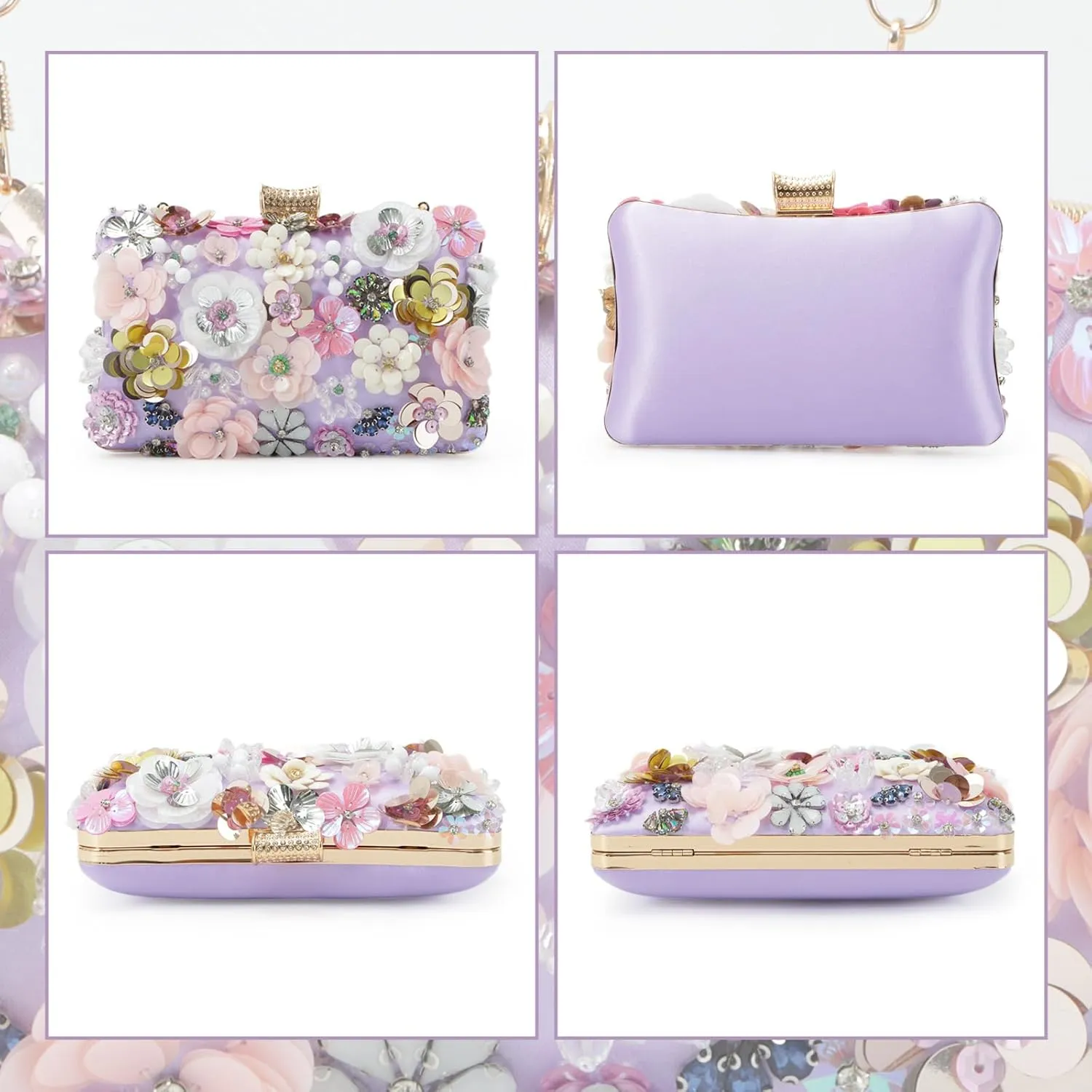 Lanpet Women Clutches Flower Evening Handbag Chain Strap Shoulder Bag