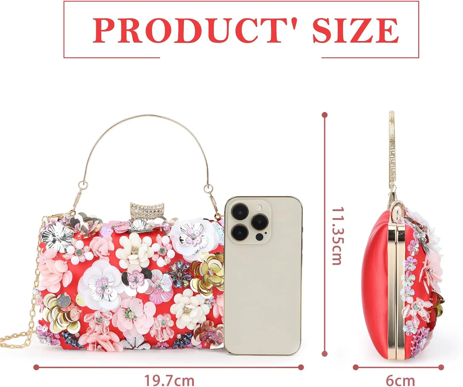 Lanpet Women Clutches Flower Evening Handbag Chain Strap Shoulder Bag