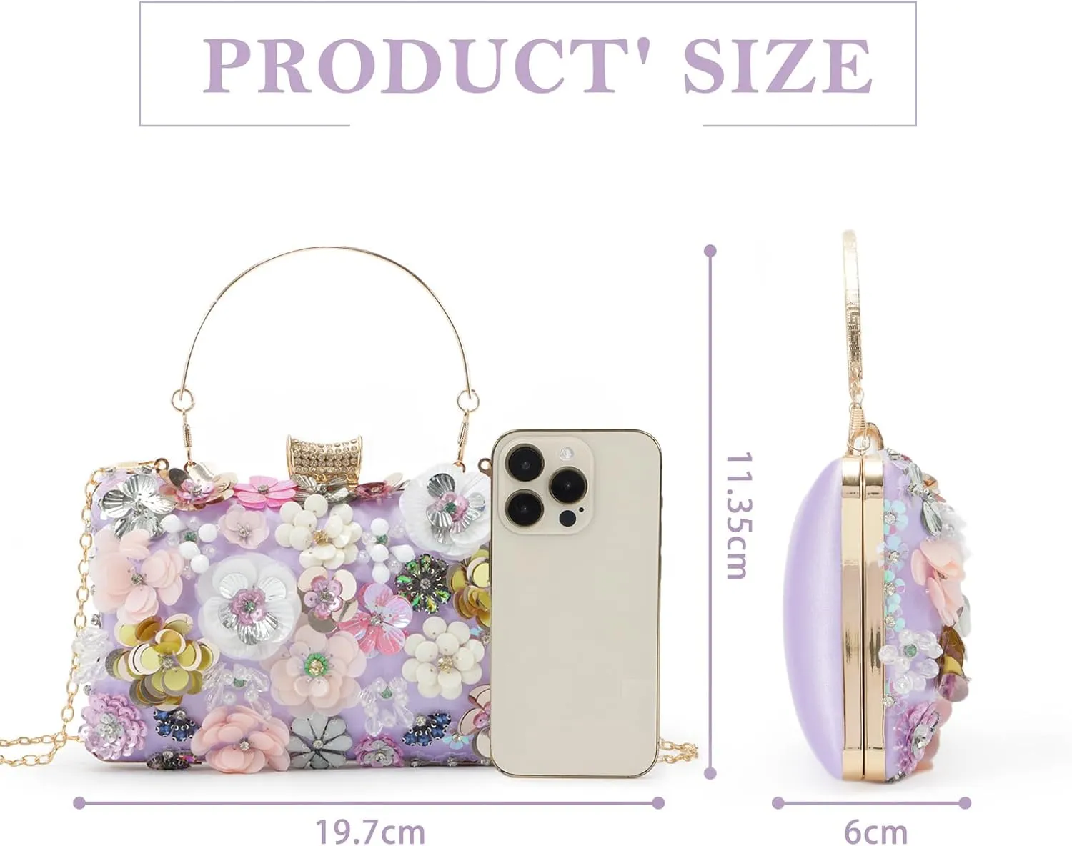 Lanpet Women Clutches Flower Evening Handbag Chain Strap Shoulder Bag