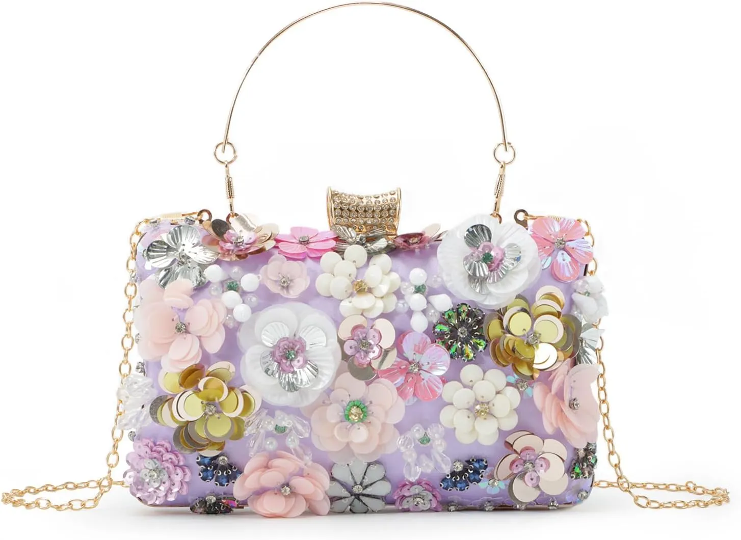 Lanpet Women Clutches Flower Evening Handbag Chain Strap Shoulder Bag
