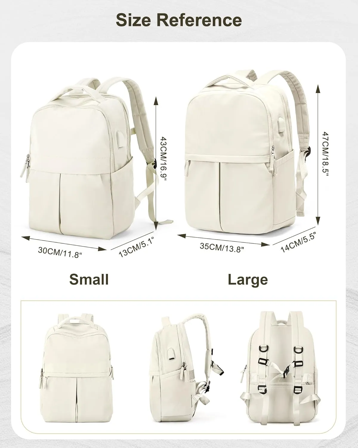 Laptop Backpack for Women Large Travel Backpack for Men Gym Work Teacher Backpack with Laptop Compartment Casual Daypack Backpacks Beige
