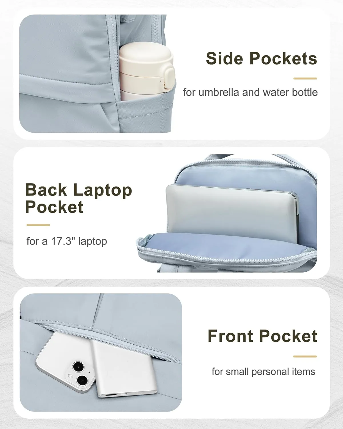 Laptop Backpack for Women Large Travel Backpack for Men Gym Work Teacher Backpack with Laptop Compartment Casual Daypack Backpacks Blue