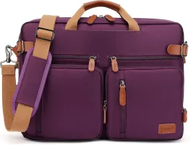Laptop Convertible Backpack Messenger Bag Shoulder Bag Laptop Case Handbag Business Briefcase Multi-Functional Travel Rucksack Fits 17.3 Inch Laptop for Women (Purple)