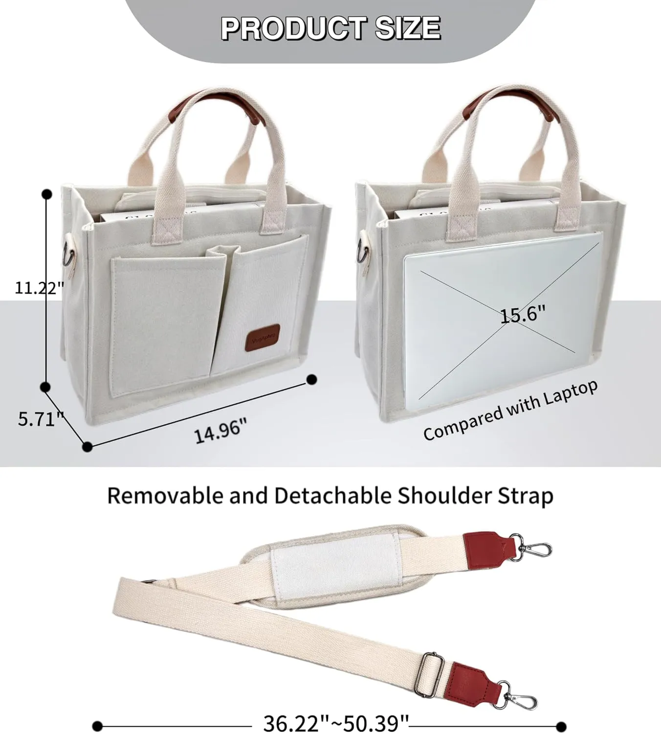Large Canvas Tote Bag for Women Work Tote Bags with Pockets Laptop Crossbody Purses Everyday Bag Handbags for Travel