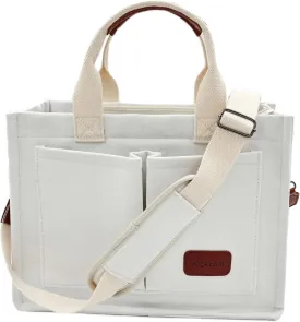 Large Canvas Tote Bag for Women Work Tote Bags with Pockets Laptop Crossbody Purses Everyday Bag Handbags for Travel