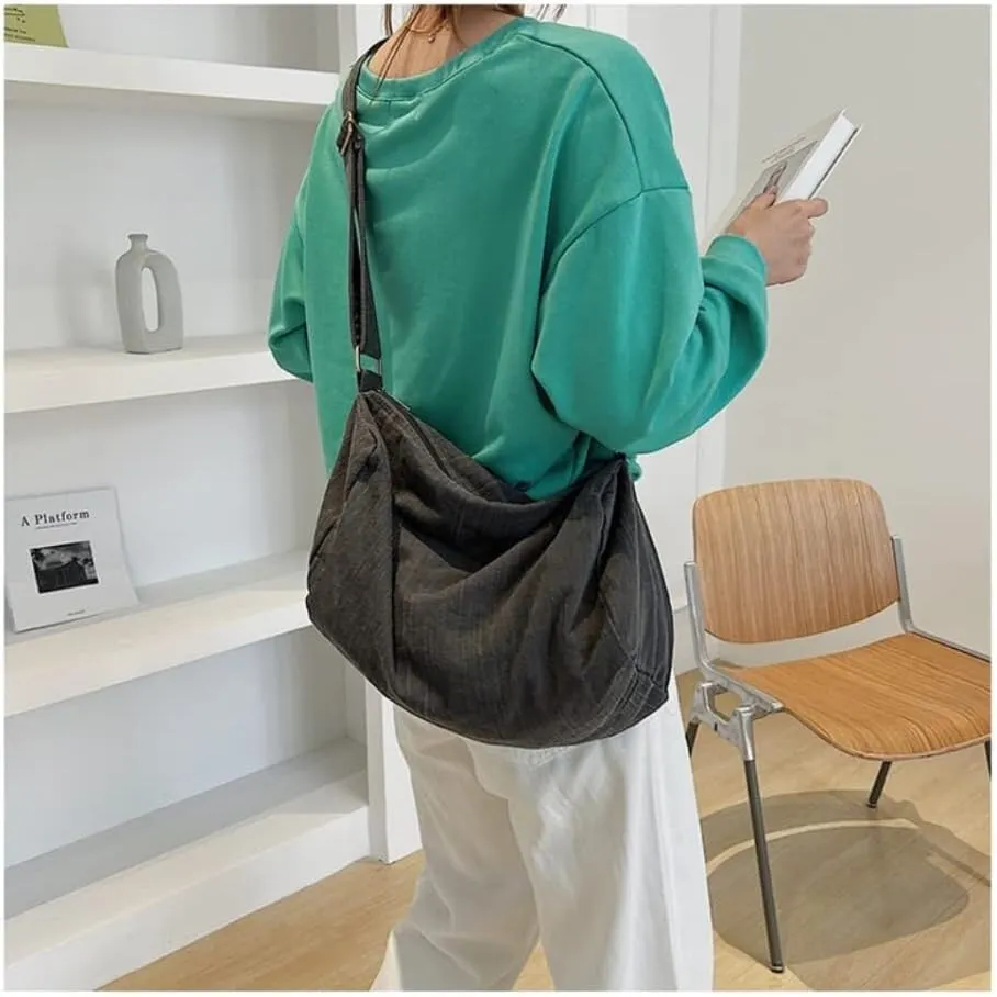 Large Capacity Washed Canvas Casual Crossbody Shoulder Sling Retro Hobo for Women Men Messenger Bags