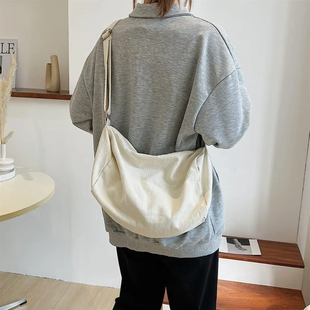 Large Capacity Washed Canvas Casual Crossbody Shoulder Sling Retro Hobo for Women Men Messenger Bags