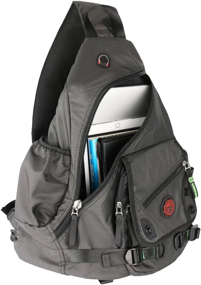 Large Sling Bag Laptop Backpack Cross Body Messenger Bag Shoulder Travel Rucksack (A-Black)