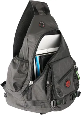 Large Sling Bag Laptop Backpack Cross Body Messenger Bag Shoulder Travel Rucksack (A-Black)