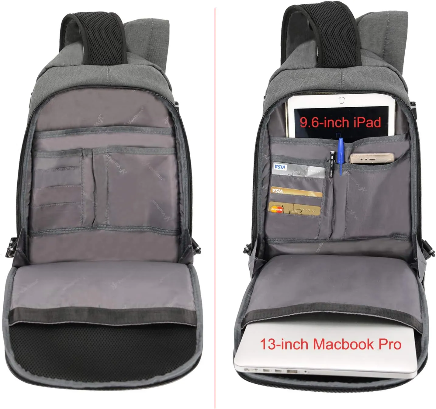 Large Sling Bag Laptop Backpack Cross Body Messenger Bag Shoulder Travel Rucksack (B-Dark Gray)