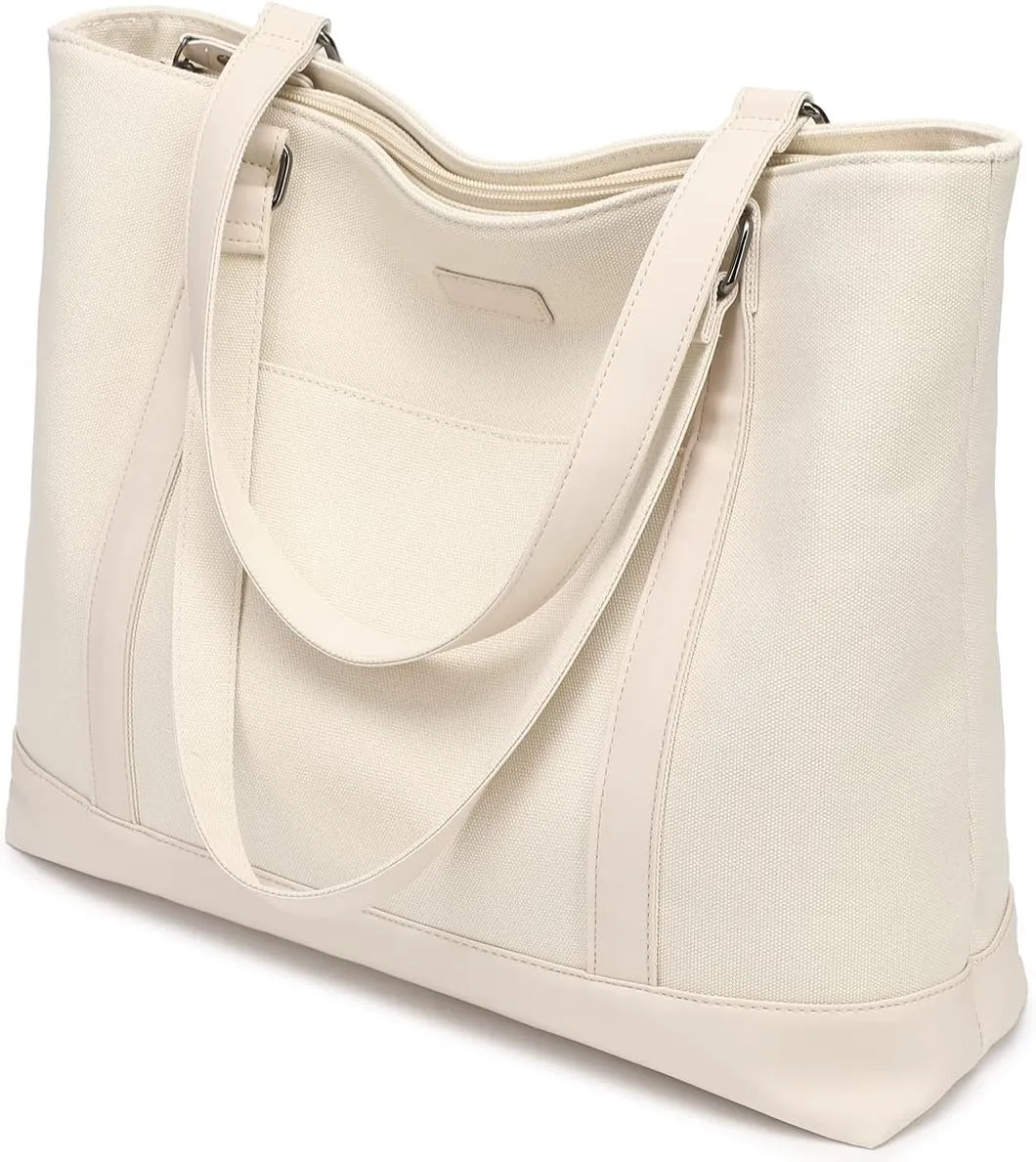 Large Tote Bags for Women 15.6 Inch Laptop Bag Lightweight Canvas Professional Work Briefcase