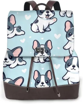 Leather Backpack Purse For Women Boston-Terrier-Heart-Love Fashionable Multi-Functional Large Capacity Backpack For Daily Use, Travel, And Business
