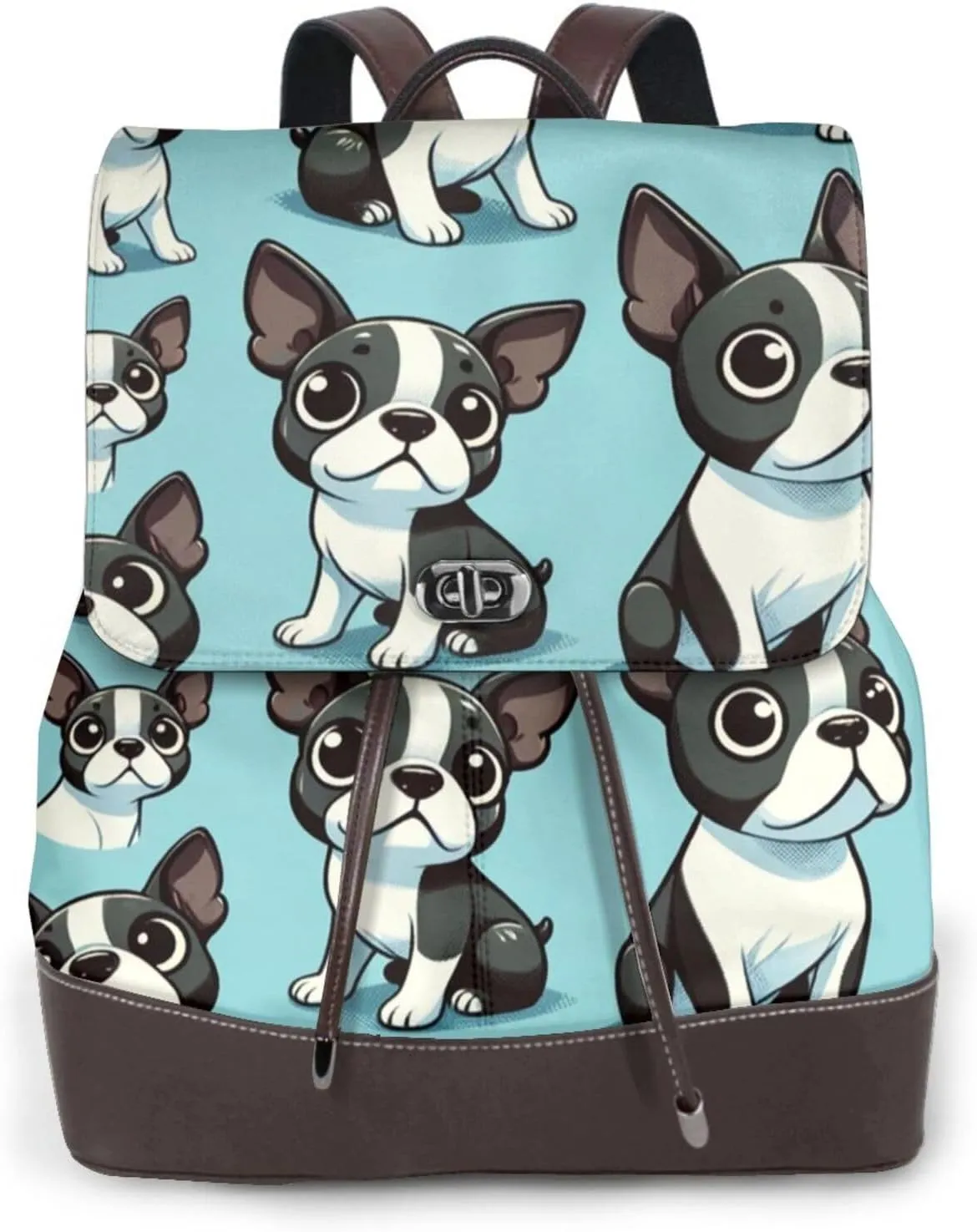 Leather Backpack Purse For Women Cute-Boston-Terrier-Friend Fashionable Multi-Functional Large Capacity Backpack For Daily Use, Travel, And Business