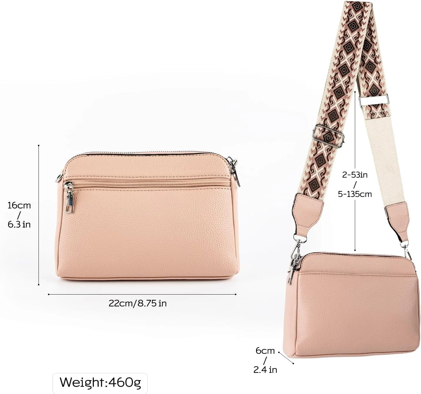 letech  Leather Crossbody Purse for Women Triple Pocket Designed Lightweight Small Shoulder Crossbody Bag for Travel