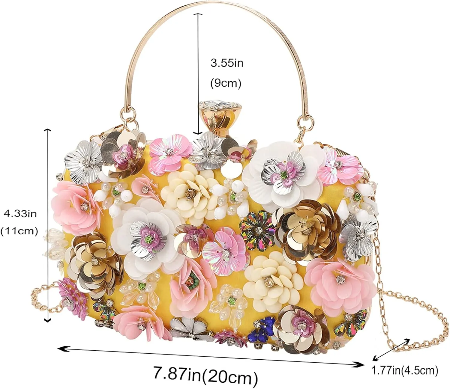 LETODE Flower Clutch Purse Evening Bag for Women Formal Party Handbag Chain Strap Shoulder Bag