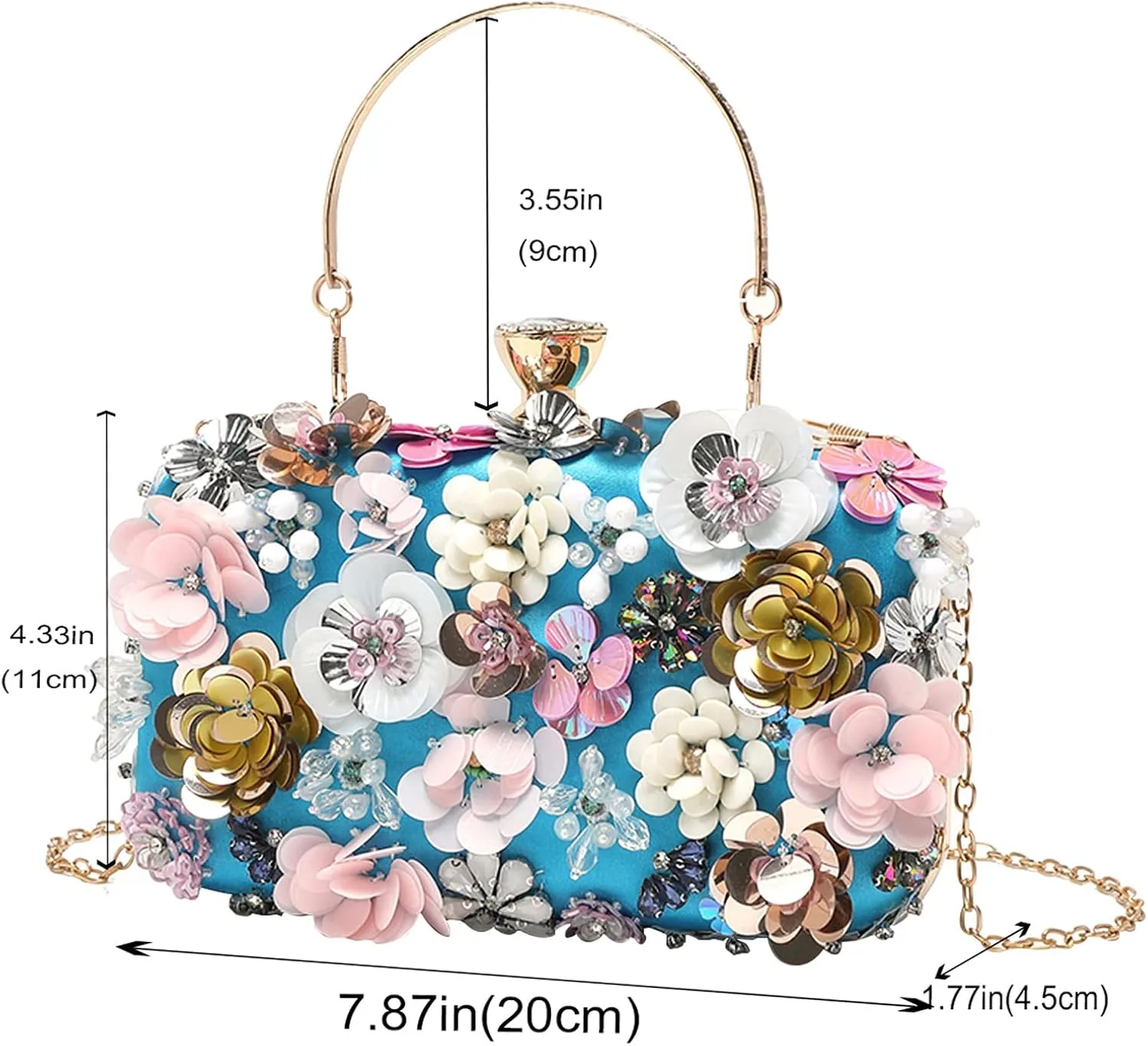 LETODE Flower Clutch Purse Evening Bag for Women Formal Party Handbag Chain Strap Shoulder Bag