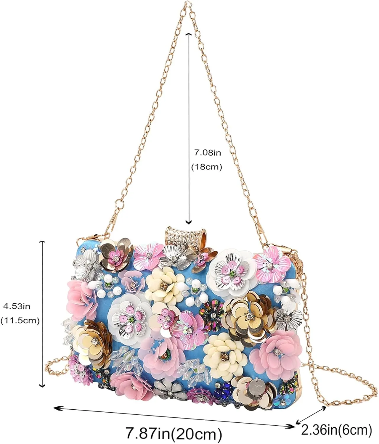 LETODE Flower Clutch Purse Evening Bag for Women Formal Party Handbag Chain Strap Shoulder Bag