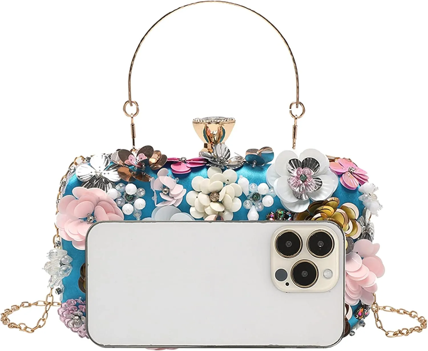 LETODE Flower Clutch Purse Evening Bag for Women Formal Party Handbag Chain Strap Shoulder Bag