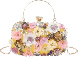 LETODE Flower Clutch Purse Evening Bag for Women Formal Party Handbag Chain Strap Shoulder Bag