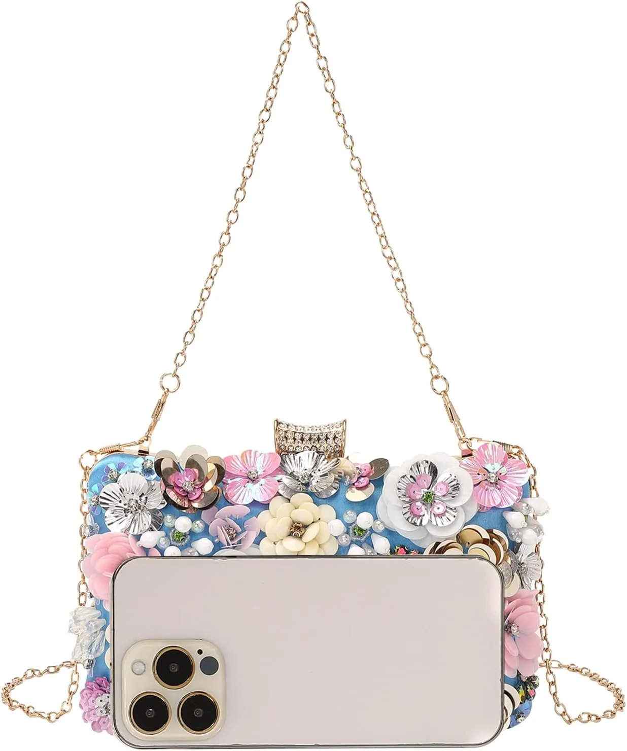 LETODE Flower Clutch Purse Evening Bag for Women Formal Party Handbag Chain Strap Shoulder Bag