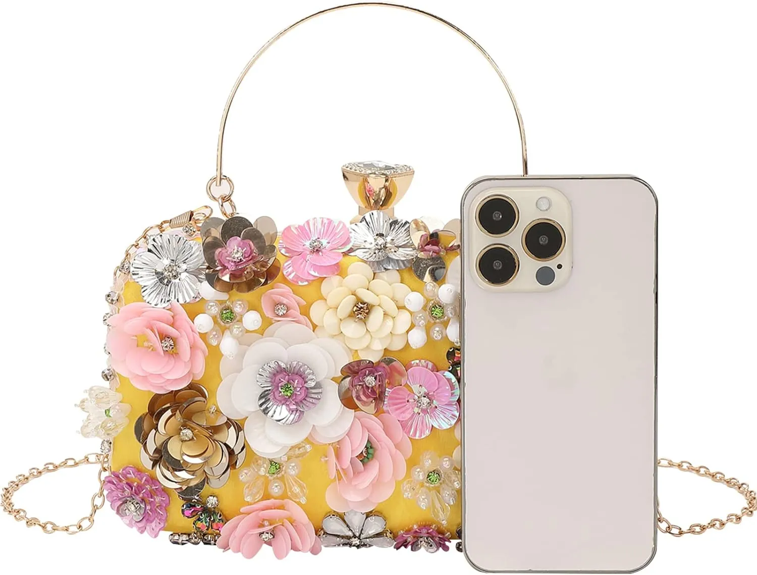 LETODE Flower Clutch Purse Evening Bag for Women Formal Party Handbag Chain Strap Shoulder Bag