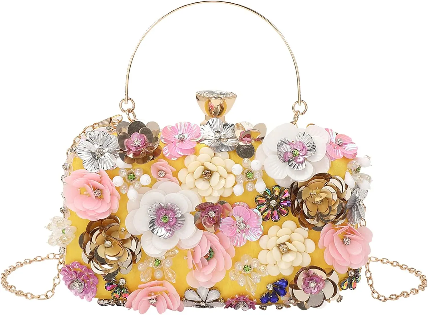 LETODE Flower Clutch Purse Evening Bag for Women Formal Party Handbag Chain Strap Shoulder Bag