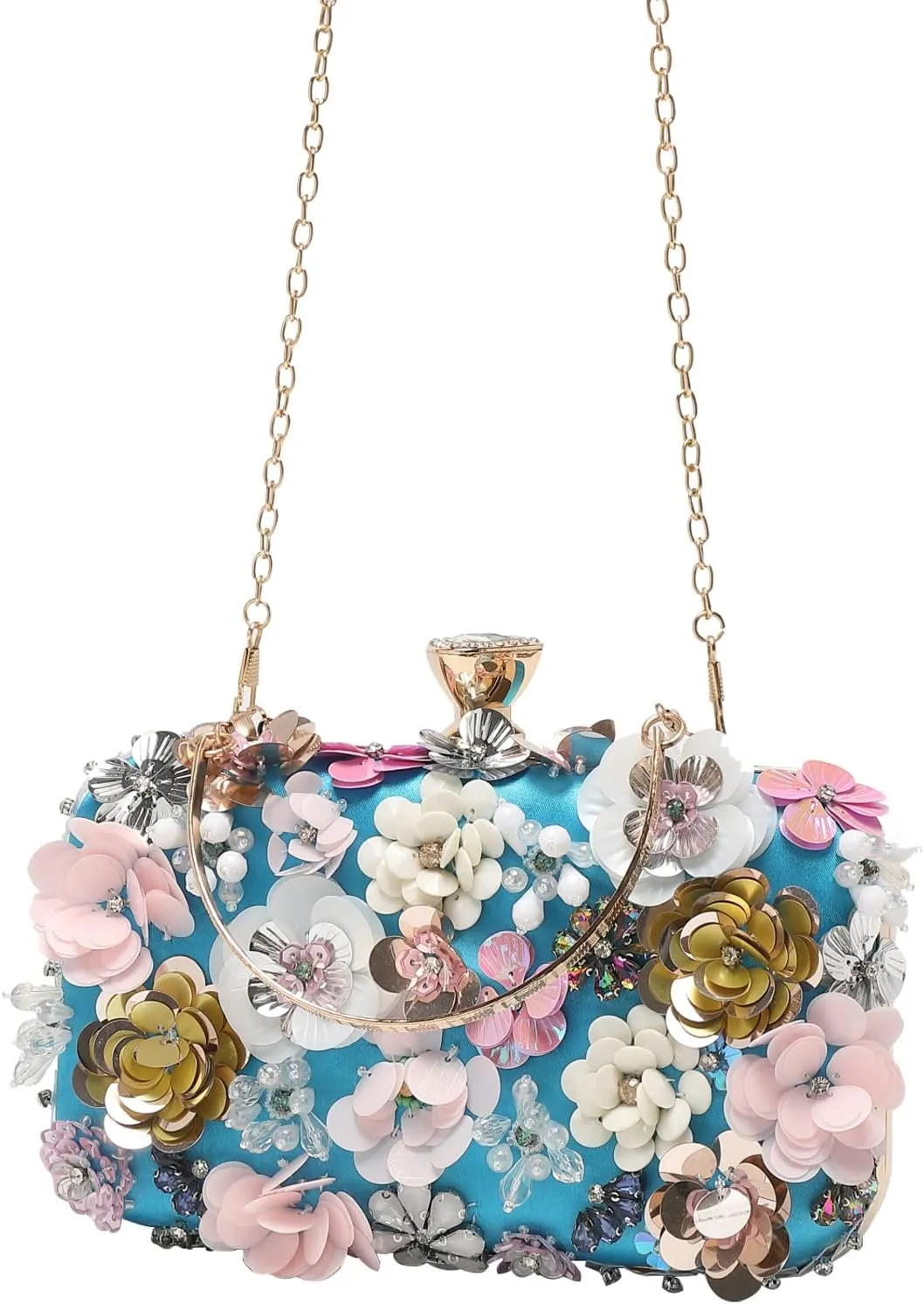 LETODE Flower Clutch Purse Evening Bag for Women Formal Party Handbag Chain Strap Shoulder Bag