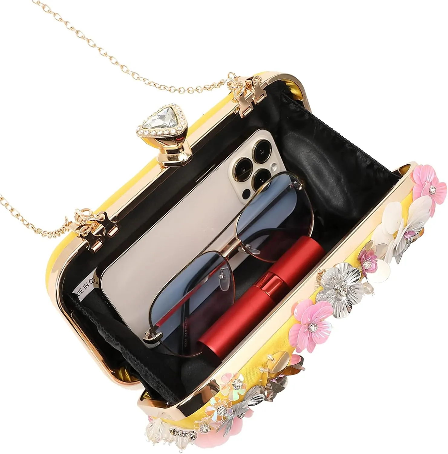 LETODE Flower Clutch Purse Evening Bag for Women Formal Party Handbag Chain Strap Shoulder Bag