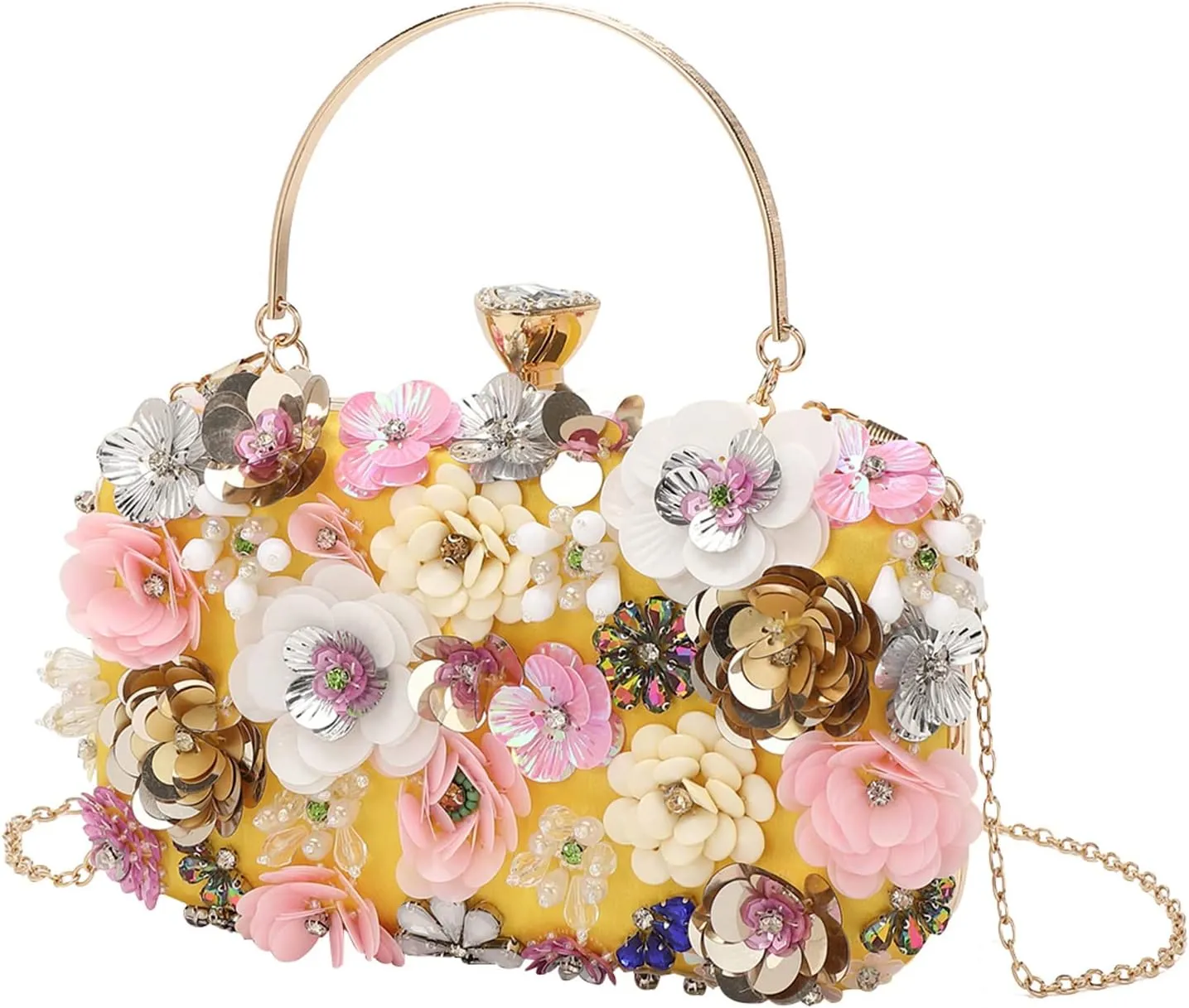 LETODE Flower Clutch Purse Evening Bag for Women Formal Party Handbag Chain Strap Shoulder Bag