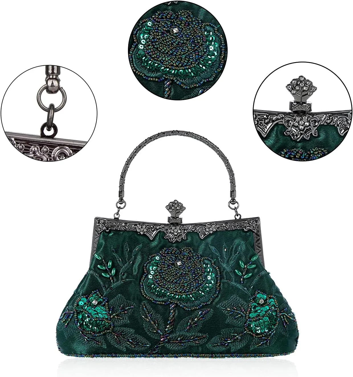 LIFEWISH Wedding Clutch Purses for Women Sequin Purse Beaded Bags