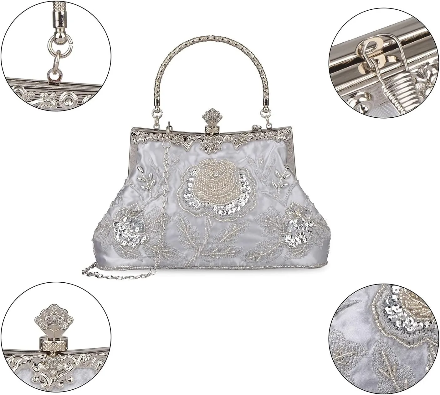 LIFEWISH Wedding Clutch Purses for Women Sequin Purse Beaded Bags