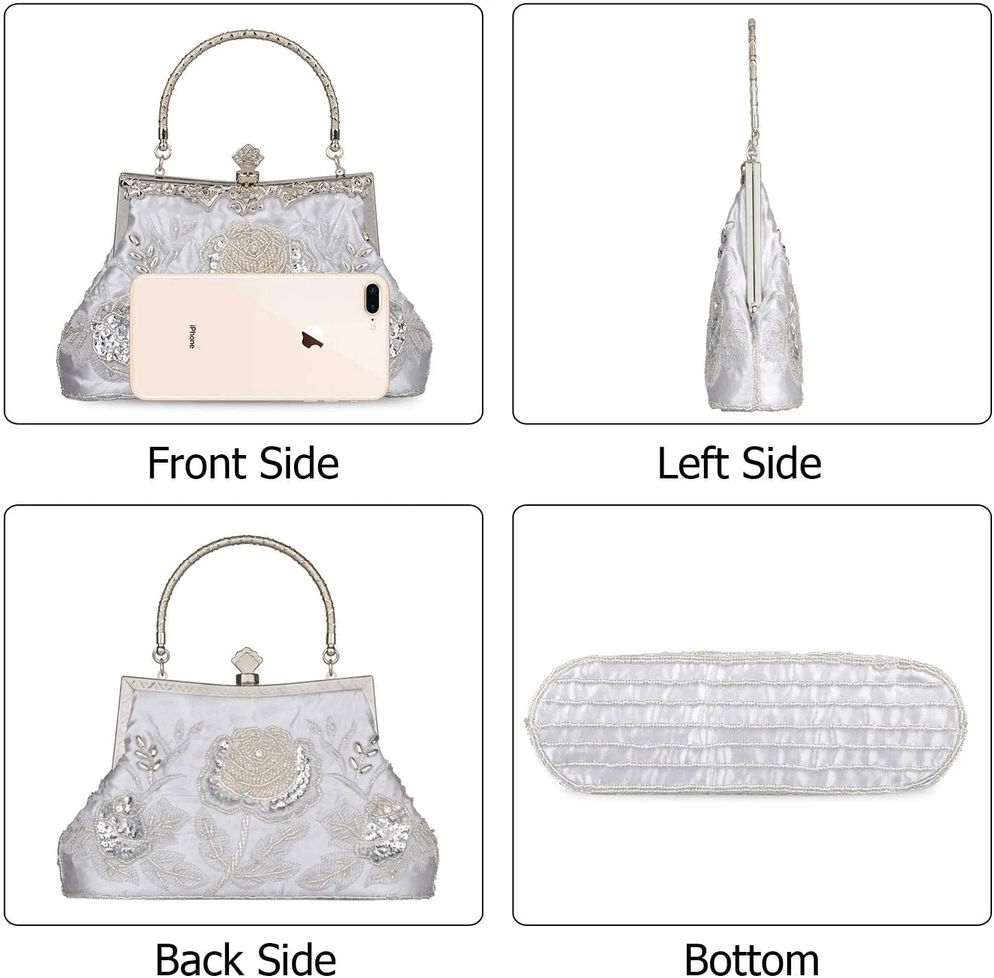 LIFEWISH Wedding Clutch Purses for Women Sequin Purse Beaded Bags