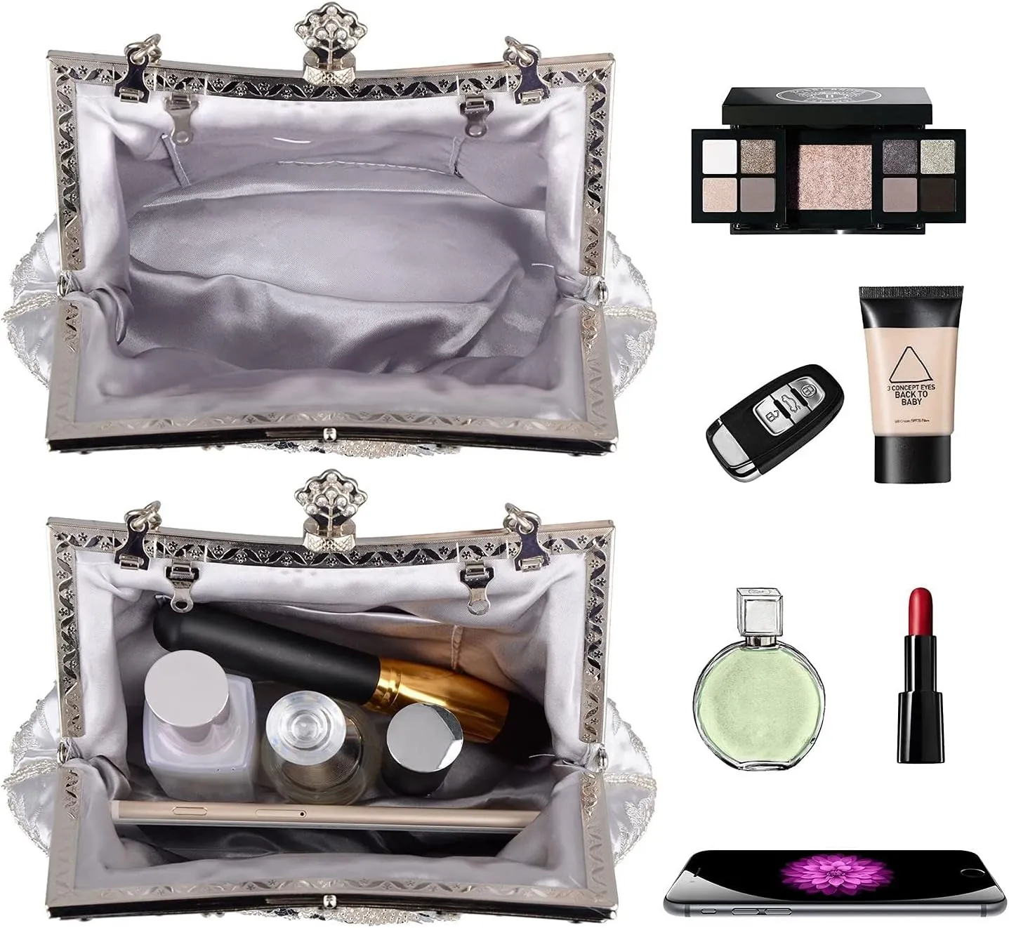 LIFEWISH Wedding Clutch Purses for Women Sequin Purse Beaded Bags