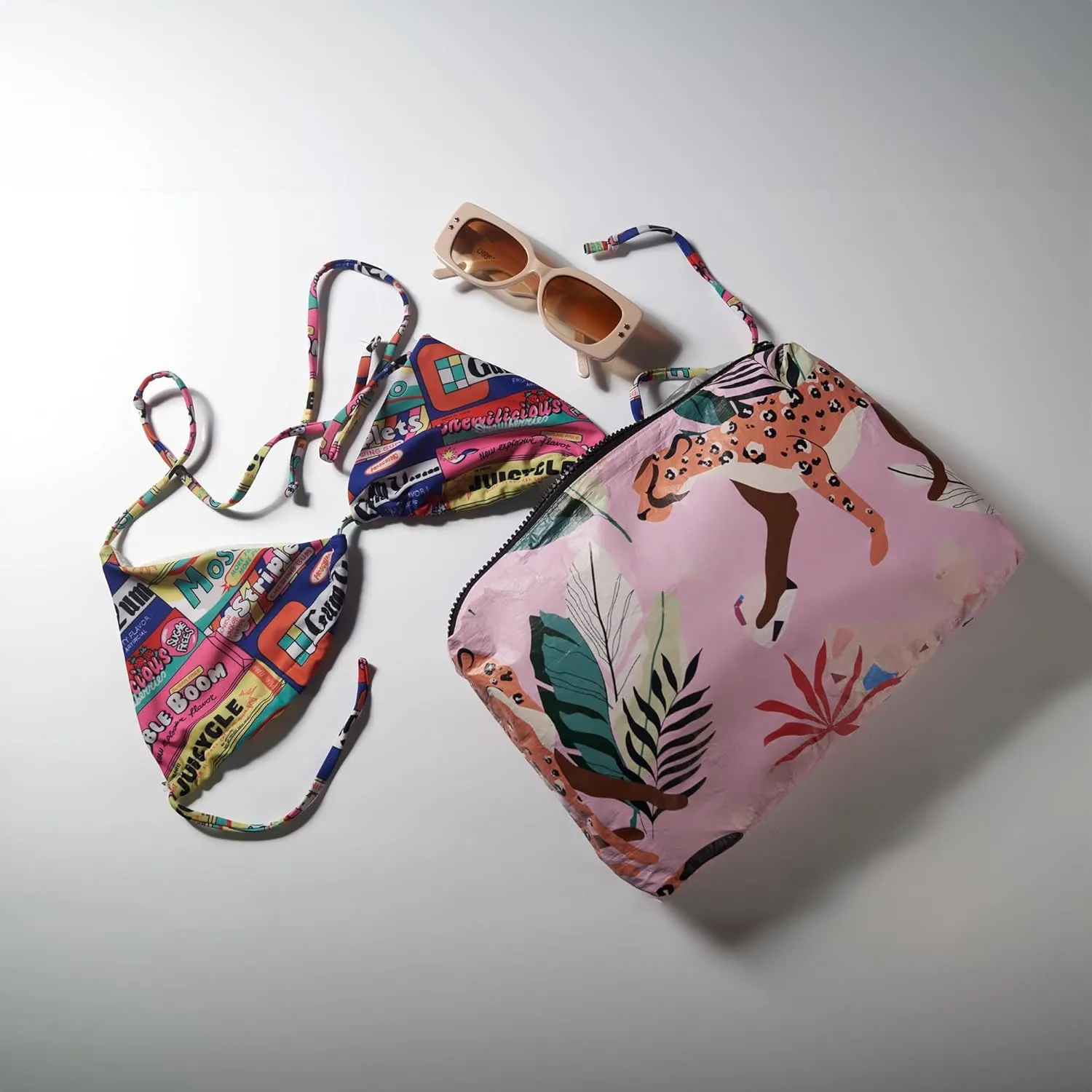 L'OLGA COLLECTION Mid Pouch|Lightweight Reusable Makeup Pouch, Toiletries |Splash-proof Cosmetic Bag, Packable & Travel Waterproof Beach Swimsuit Bathing Suit Bikini Zipper Pouch Gift for her