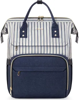LOVEVOOK Laptop Backpack for Women Work Laptop Bag Stylish Teacher Backpack Business Computer Bags College Laptop Rucksack, Stripe-Navy