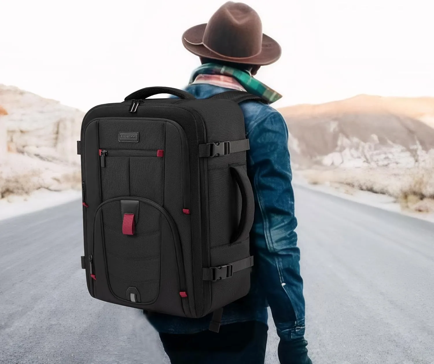 LOVEVOOK Travel Laptop Backpack for Men, 35L Large Carry On Backpack Personal Item Size, Airline Approved Waterproof Bookbag with 2 Packing Cubes Fits 15.6" Laptop, Black