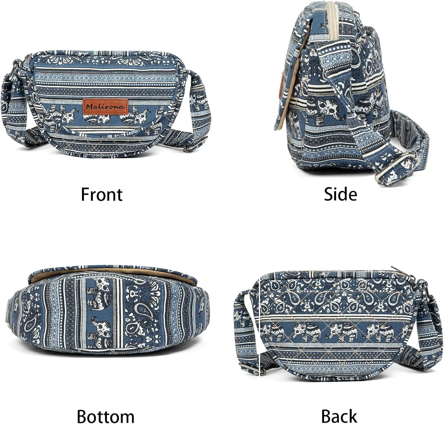 Malirona Women 's Durable Small Floral Crossbody Bag Canvas Messenger Handbag Multi Pocket Travel Satchel Purse