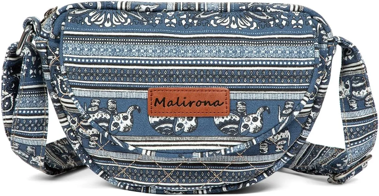Malirona Women 's Durable Small Floral Crossbody Bag Canvas Messenger Handbag Multi Pocket Travel Satchel Purse