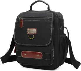 Man Small Canvas Messenger Bag Man Purse Shoulder Bag Crossbody Bag With Water Bottle Pocket 12 Inch